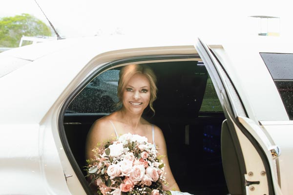 Bride party arriving in Limo