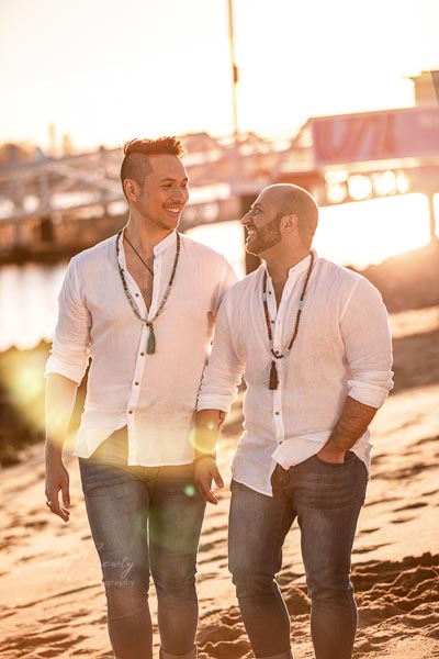 Gay Wedding couple portraits in natural light at sunset