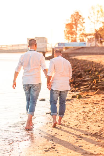 Gay Wedding couple portraits in natural light at sunset