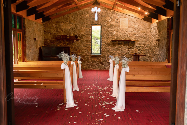 Interior of Henzell's chapel decorated for wedding