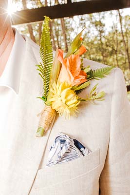 Wedding couple flower favor details