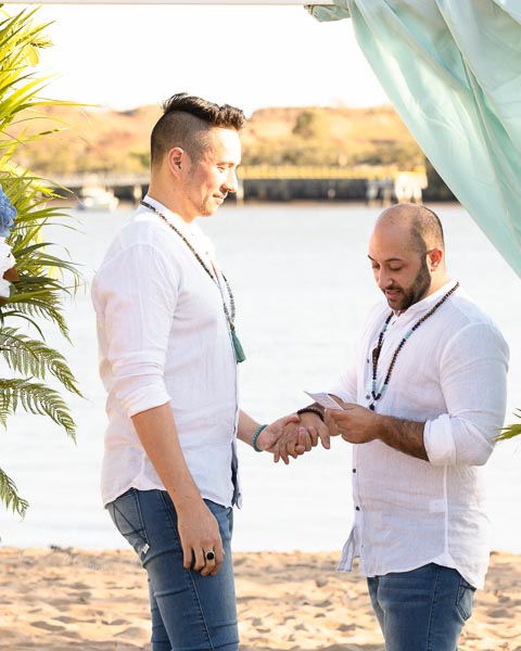 Gay couple exchanging vows