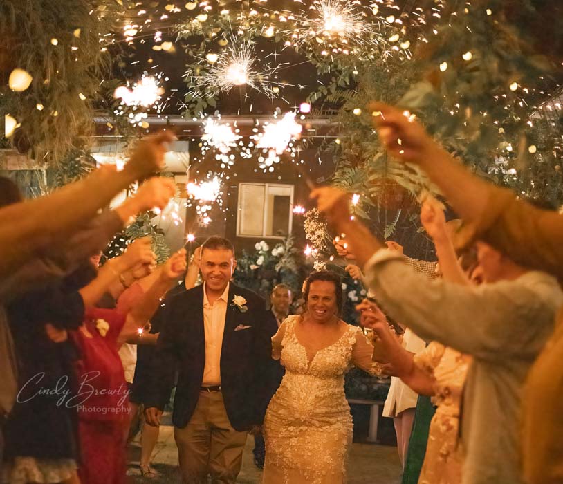 wedding reception exit photos with sparklers